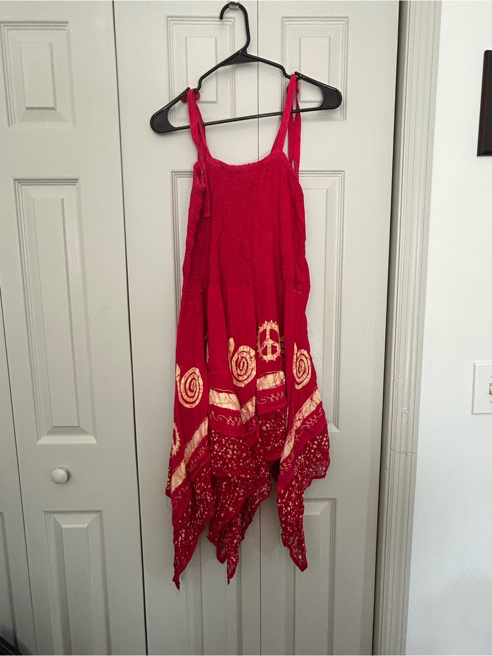 Red Sleeveless Boho Tie-Shoulder Dress